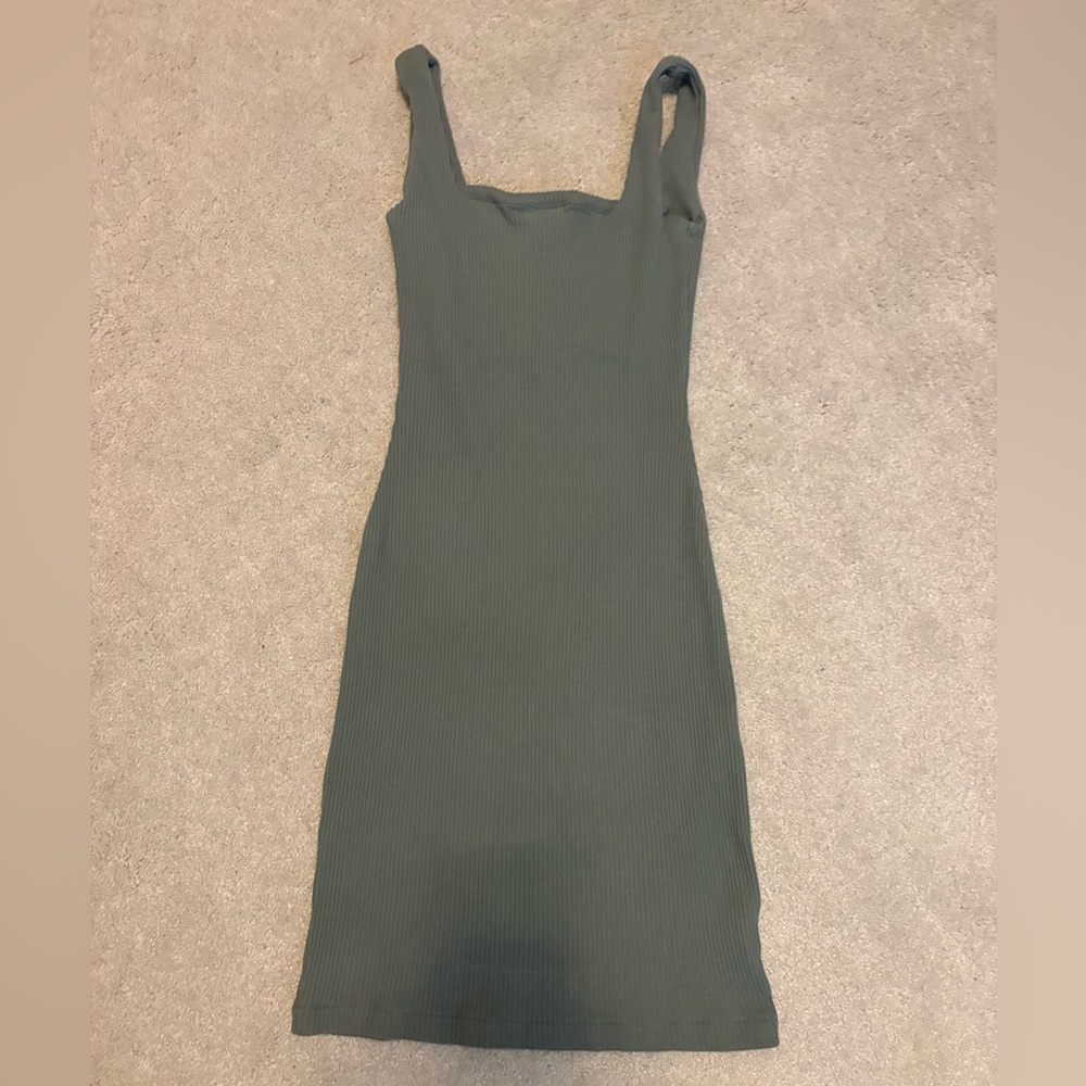 Madewell Sleeveless Ribbed Bodycon Dress in Olive Green